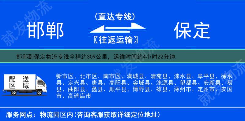 邯郸复兴区到保定多少公里