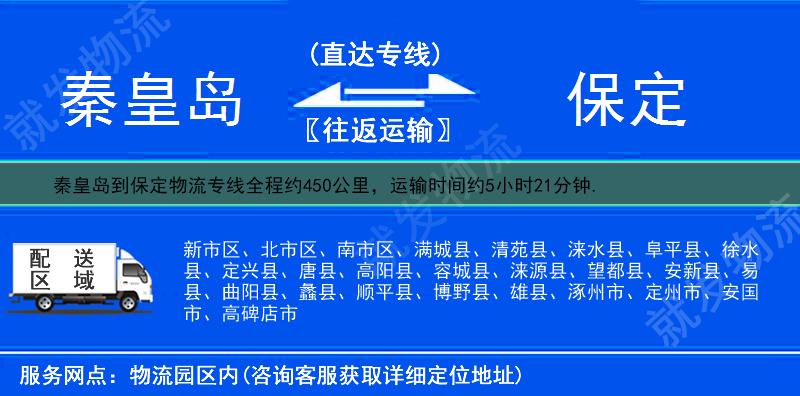 秦皇岛海港区到保定多少公里