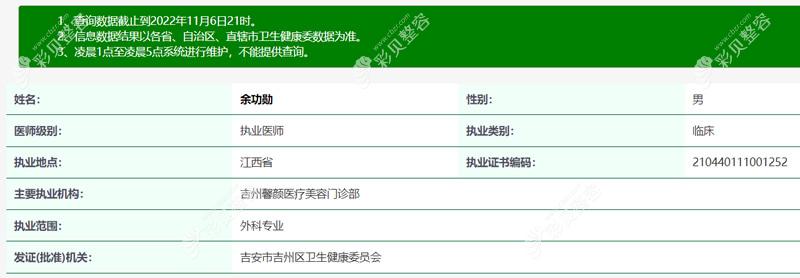 余功勋 吉安馨颜医疗美容门诊部
