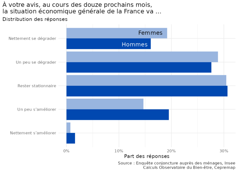 Note de l’Observatoire du Bien-être n°2024-07 : Les femmes sont plus inquiètes de l’avenir que les hommes