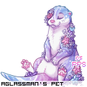 blue, purple, and pink otter covered in flowers