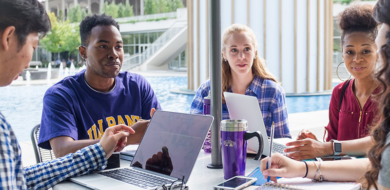 Students study on the Uptown campus