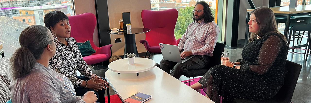 Google Retail employee Anna Henderson in Dublin, Ireland with three other people. 