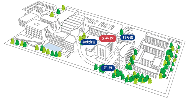 地図：越谷キャンパス3号館1階