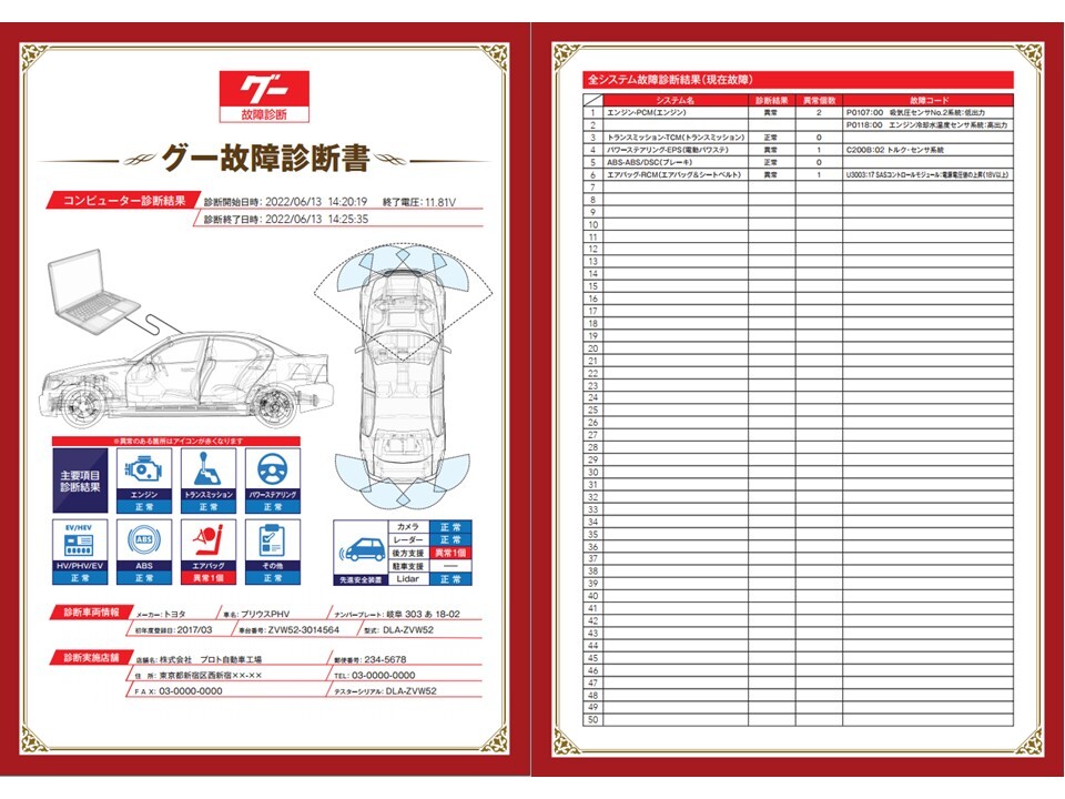 専用のデバイスで愛車を健康診断いたします