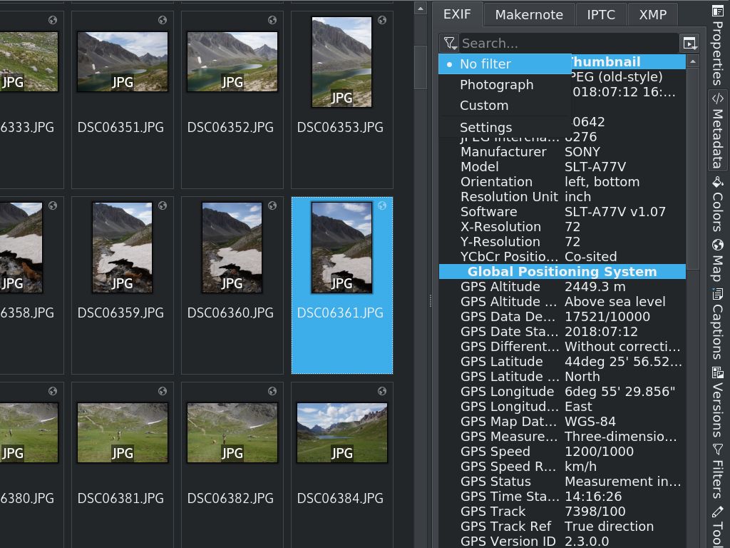 Navigate to image metadata in details