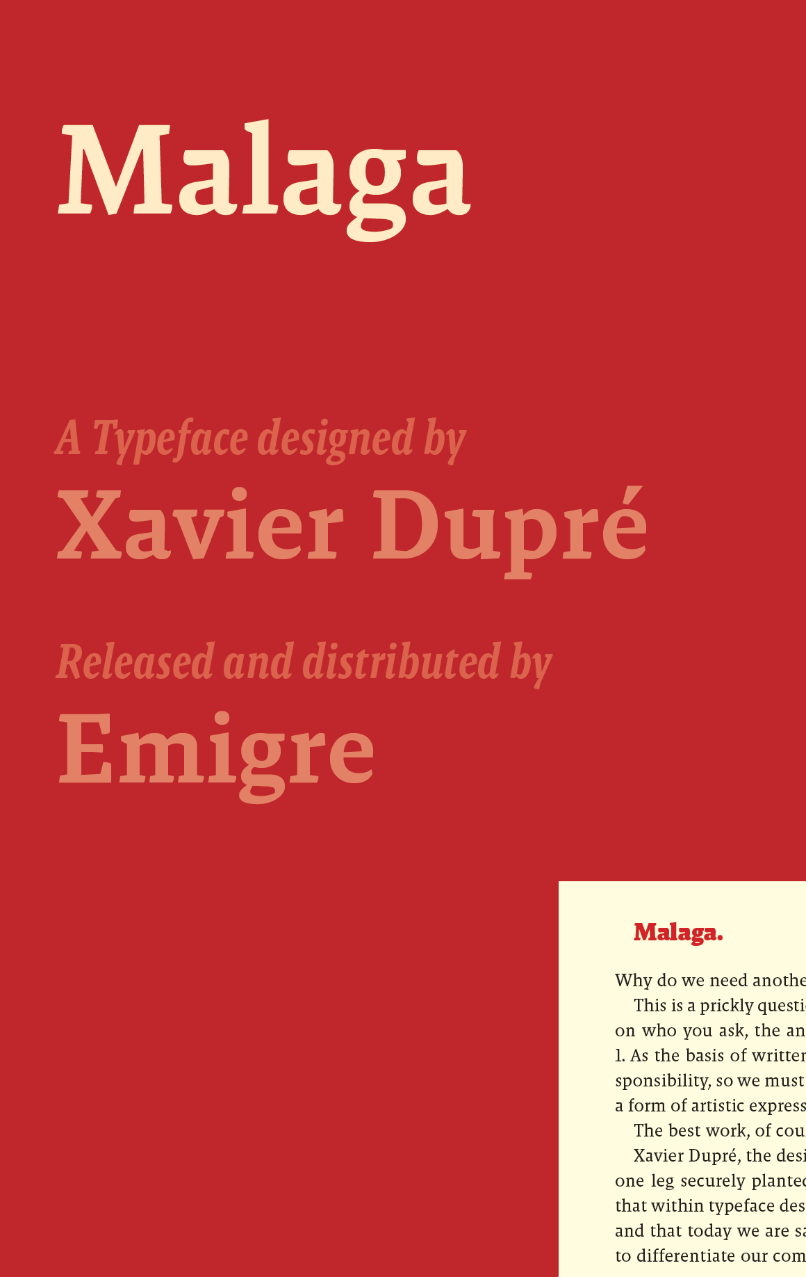 Malaga Font Specimen Catalog