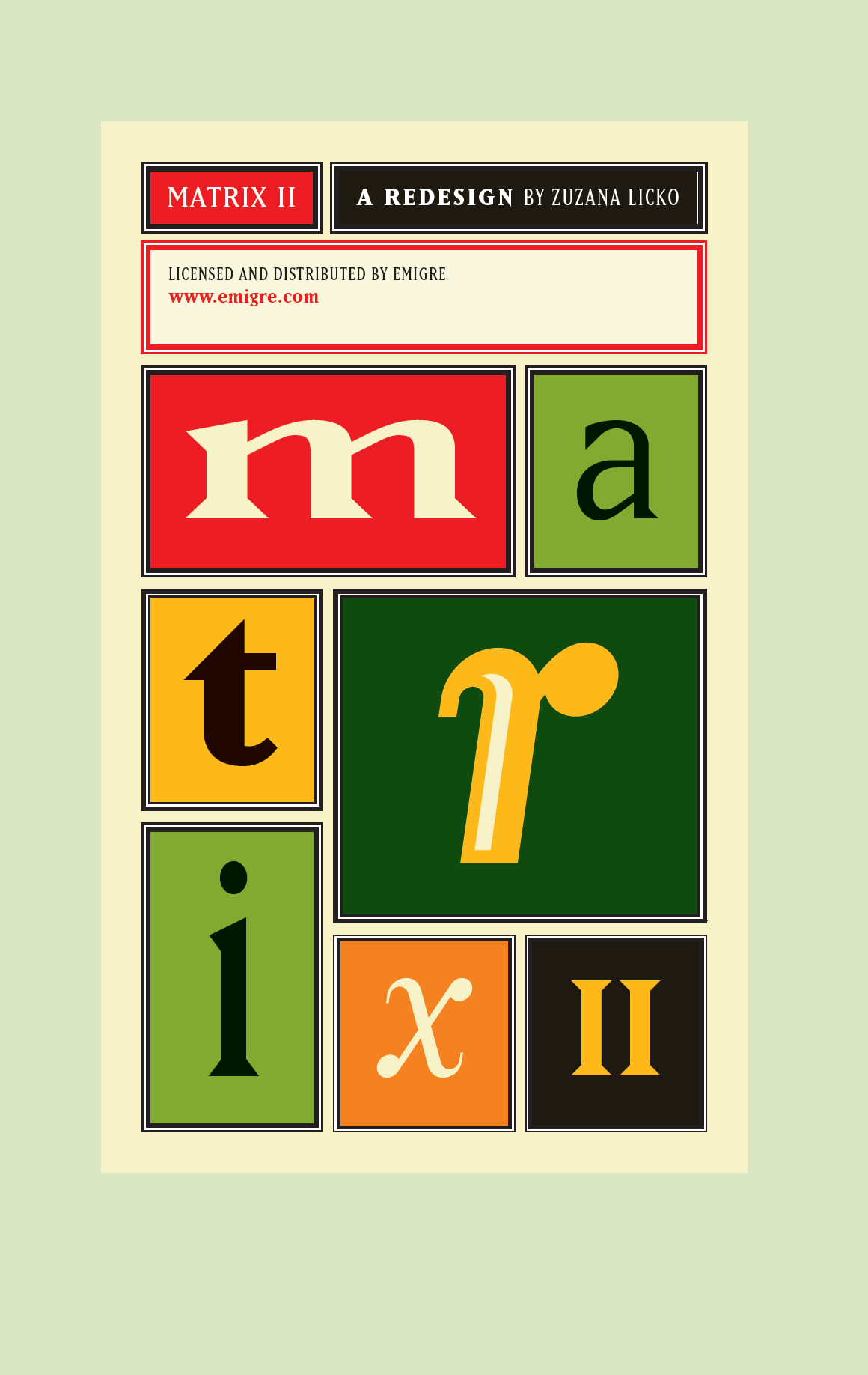 Matrix II Font Specimen Catalog