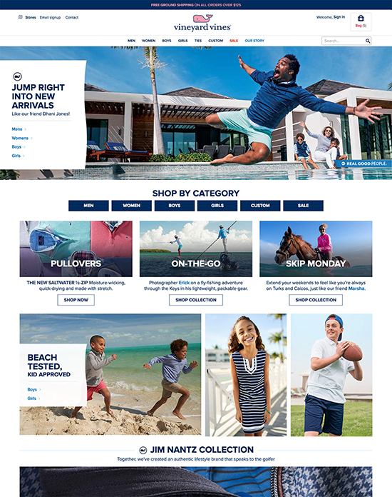 Vineyard Vines homepage screenshot on a laptop