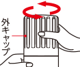 (1)外キャップを回してはずす。