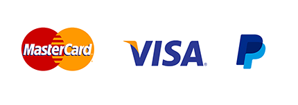 Logos of MasterCard Visa and Paypal as accepted payments