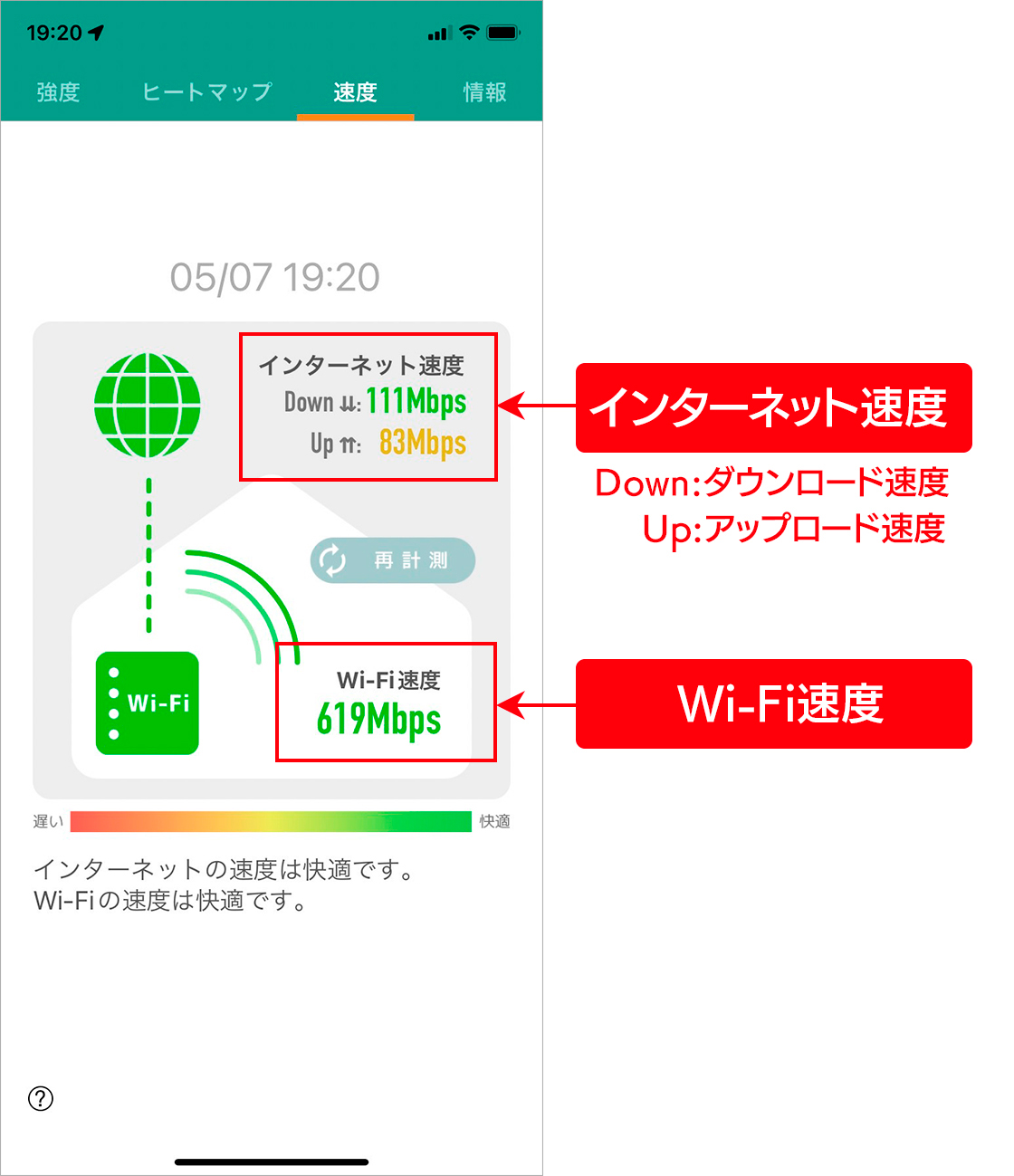 速度の計測画面