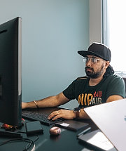 Person in the office working on computer