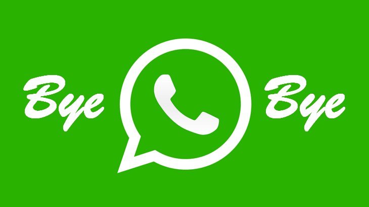 image avec les mots "Bye bye" entourant le logo de WhatsApp