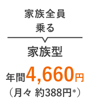 家族全員乗る 家族型 年間4,600円（月々 約388円＊）