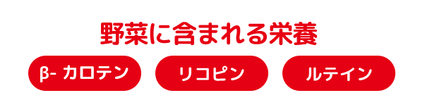 野菜に含まれる栄養 β-カロテン リコピン ルテイン