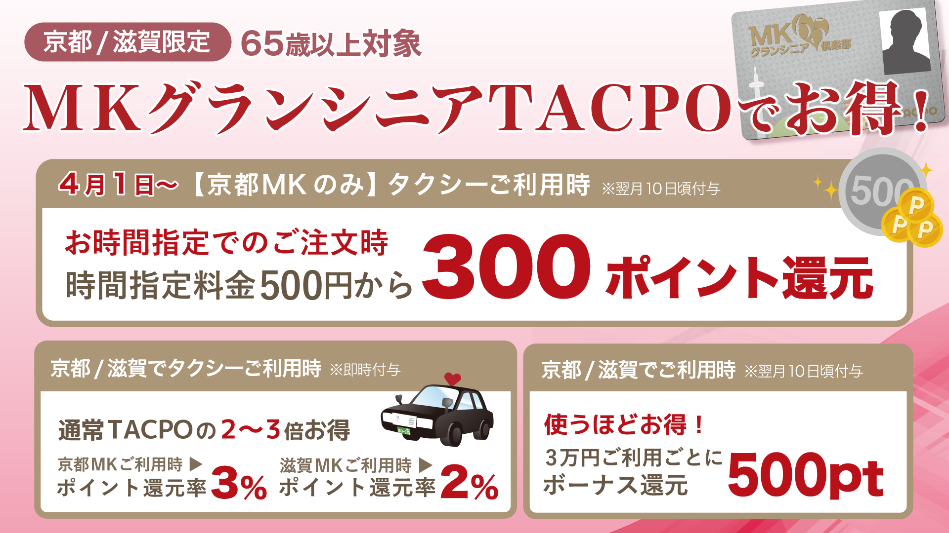 京都/滋賀限定65歳以上対象MKグランシニアタクポでお得