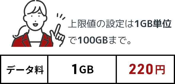 上限値の設定は1GB単位で100GBまで。