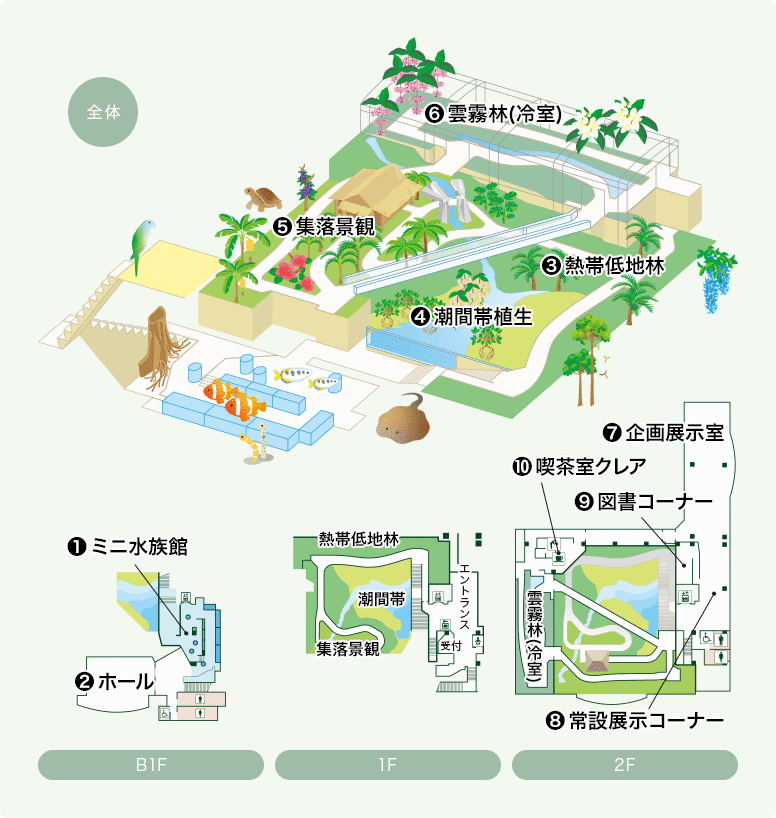 ねったいかんの館内マップ