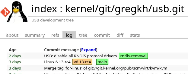 Updated rndis-removal Git branch