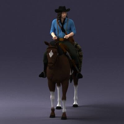 Horse Cowboy (0127) 3D Model