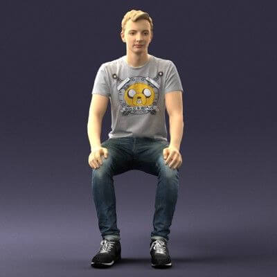 Male Sitting (0062) 3D Model