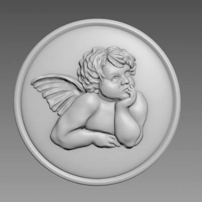 Angel Bas-Relief 3D Model