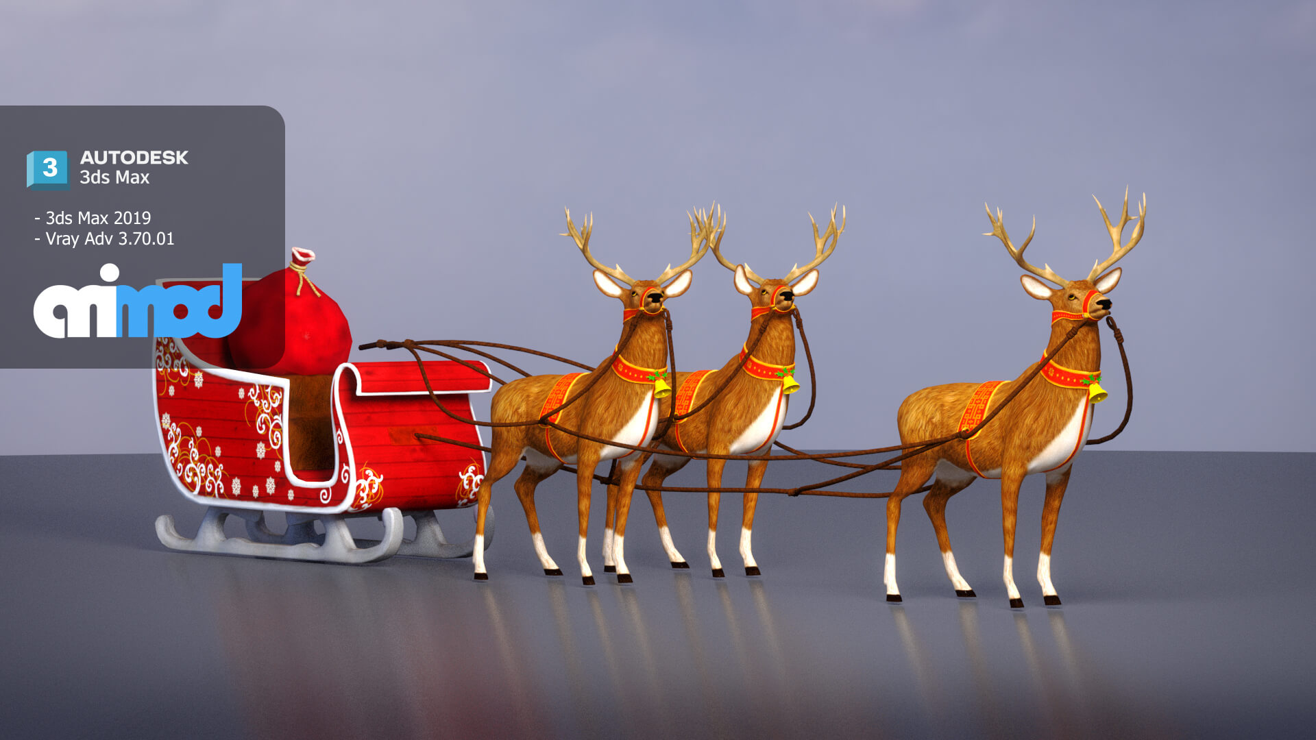 Sleigh Santa Claus 3D Model