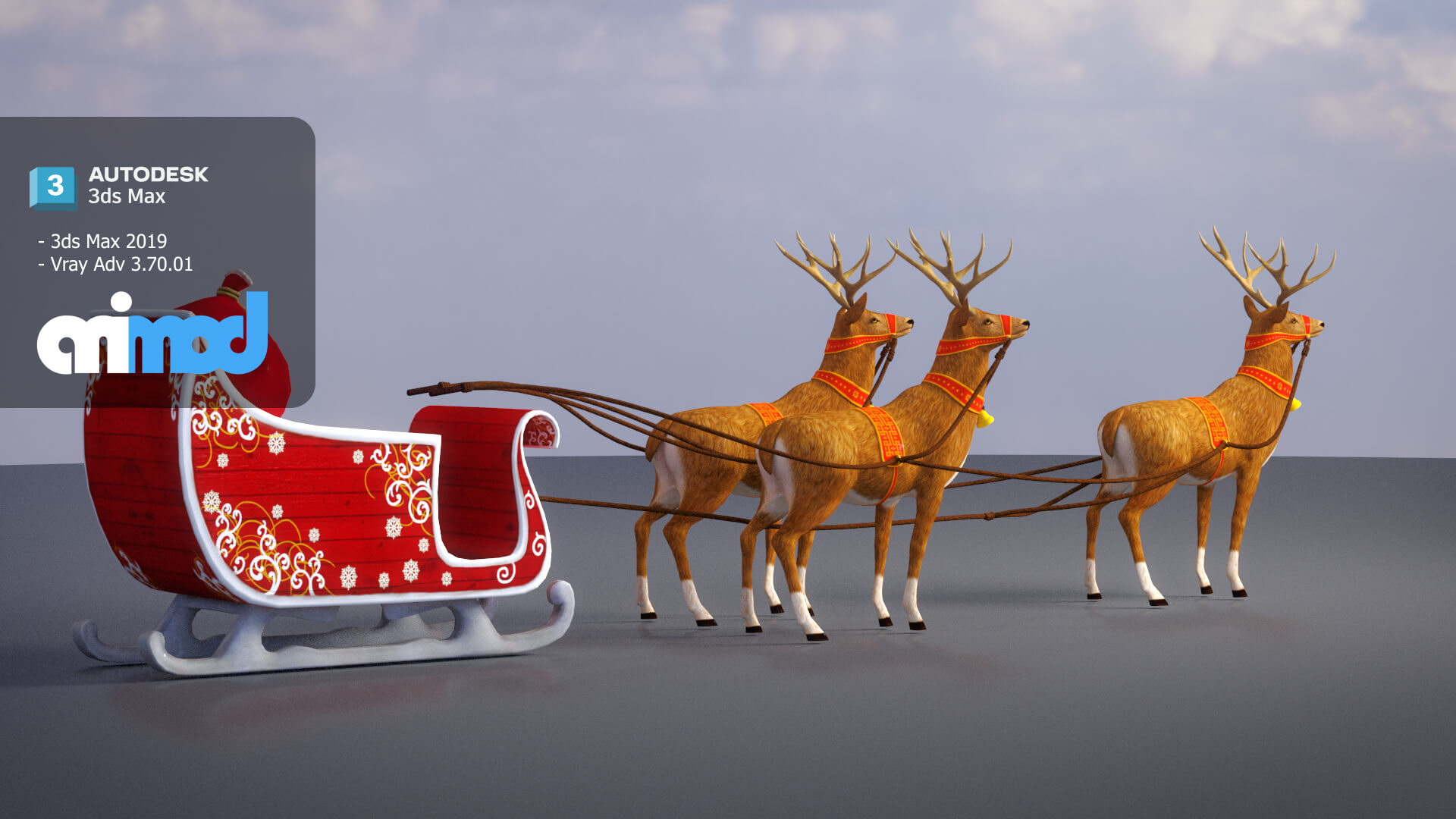 Sleigh Santa Claus 3D Model