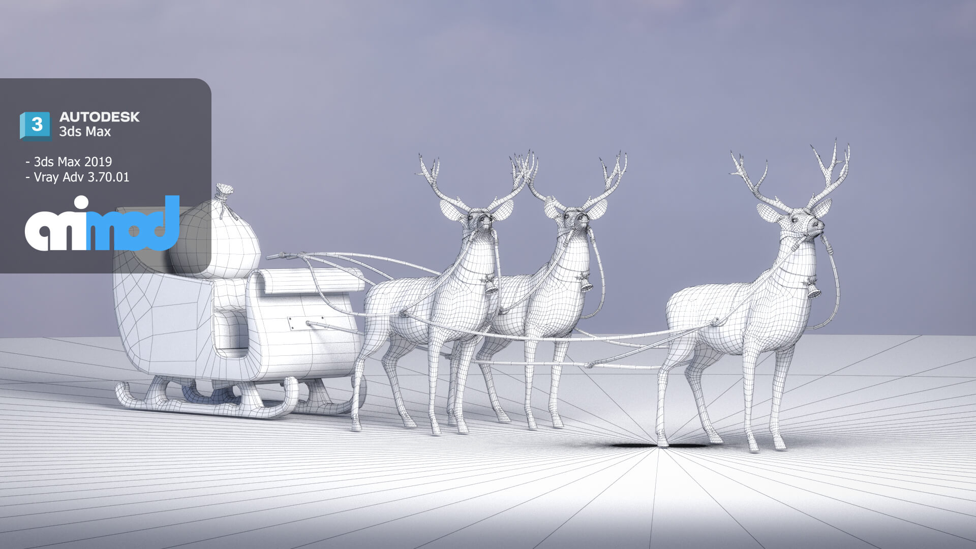 Sleigh Santa Claus 3D Model