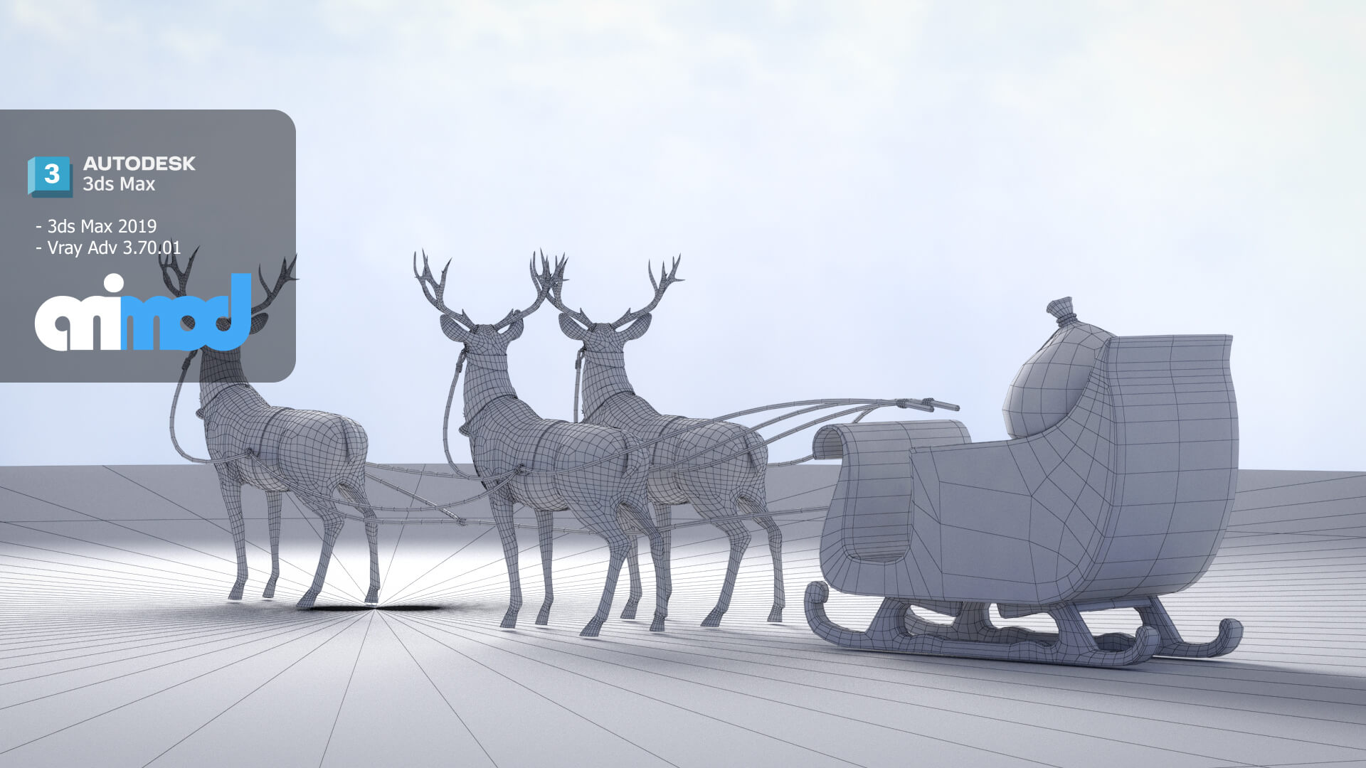 Sleigh Santa Claus 3D Model