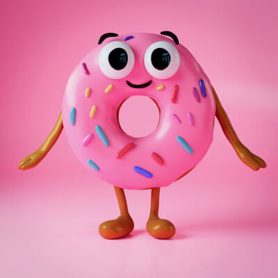 Cartoon Donut 3D Model