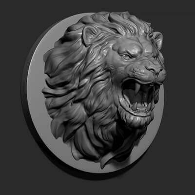 Lion Face Head 3D Model