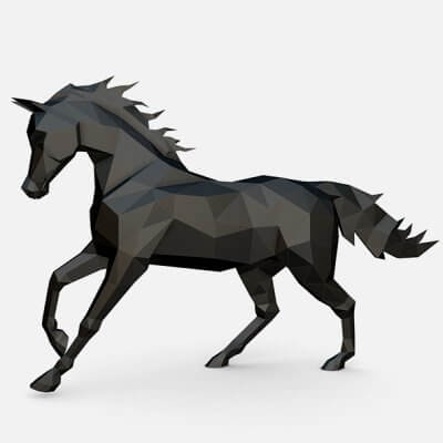 Low Poly Horse Figure 3D Model