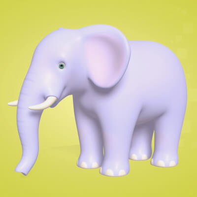 Cartoon Elephant 3D Model