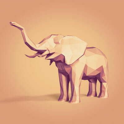 Polygonal African Elephant 3D Model