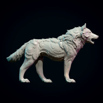 Wolf Sculpture 3D Model