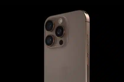 Close-up of iPhone 16 Pro camera module.