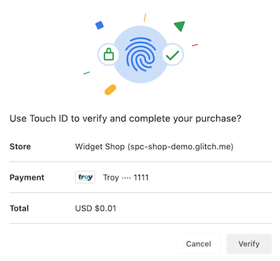 Screenshot of SPC transaction dialog in Chrome