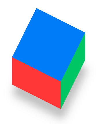 Result, a multicolored cube