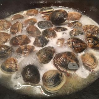 Cooking clams.