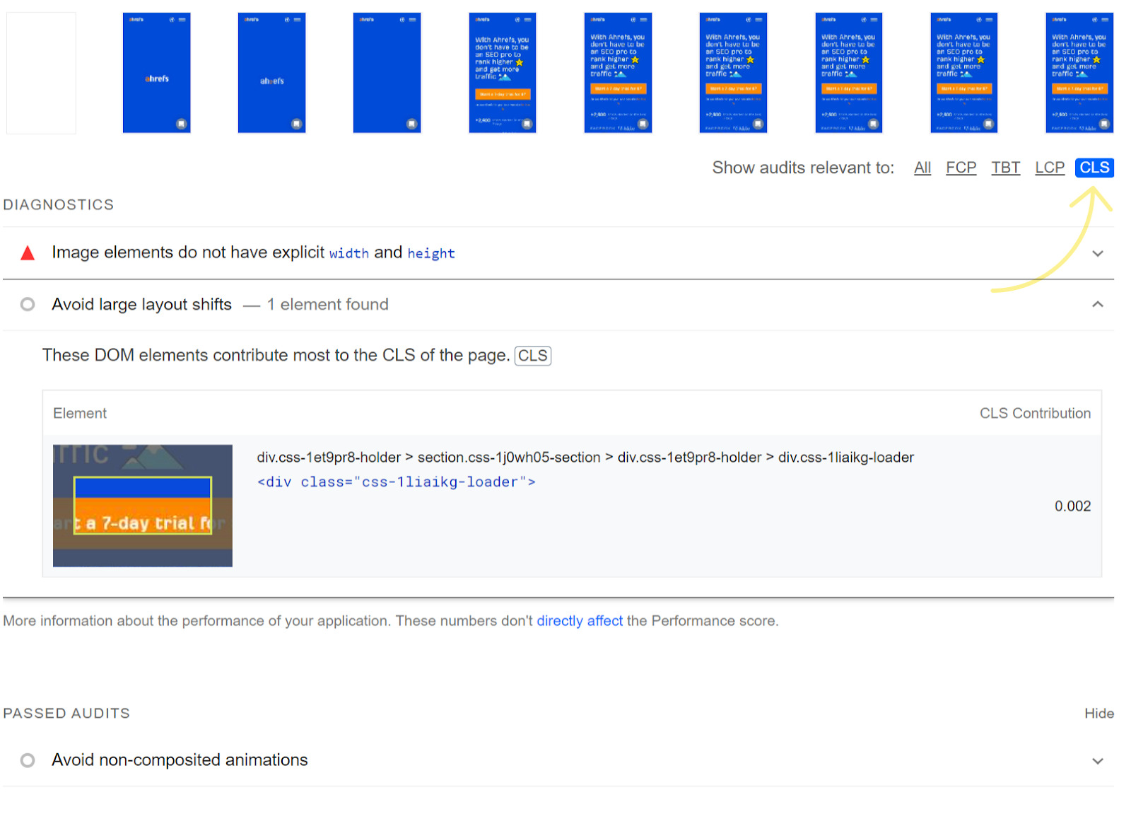 CLS issues in PageSpeed Insights