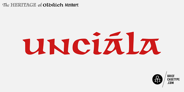 Card displaying BC Unciala typeface in various styles