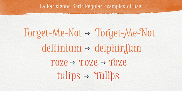 Card displaying La Parisienne typeface in various styles