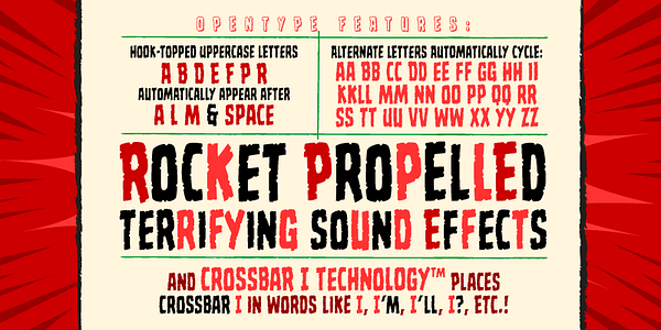 Card displaying CC Monstrosity typeface in various styles