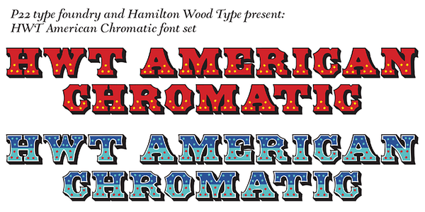 Card displaying HWT American typeface in various styles