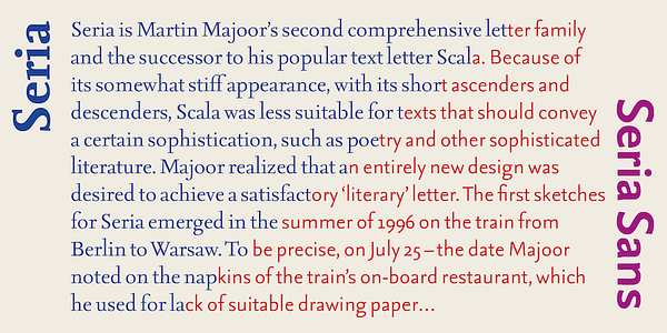 Card displaying Seria Sans typeface in various styles