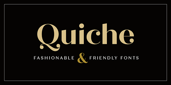 Card displaying Quiche Stencil typeface in various styles