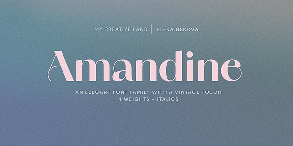 Card displaying Amandine typeface in various styles