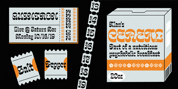 Card displaying Wanchy typeface in various styles